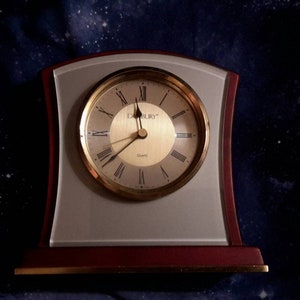 Clock Danbury Mantle Desk Quartz Wood & Metal Case Classic Decor Find by AntiquesandVaria NEW Free Shipping