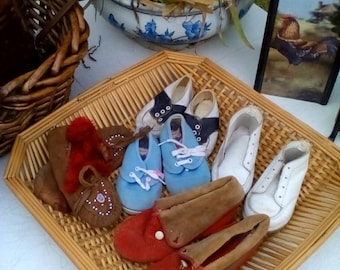 Baby Shoes Lot Of Five Pair Early Century To Barely Vintage Special Collection Dolls Display Find by AntiquesandVaria NEW Free Shipping