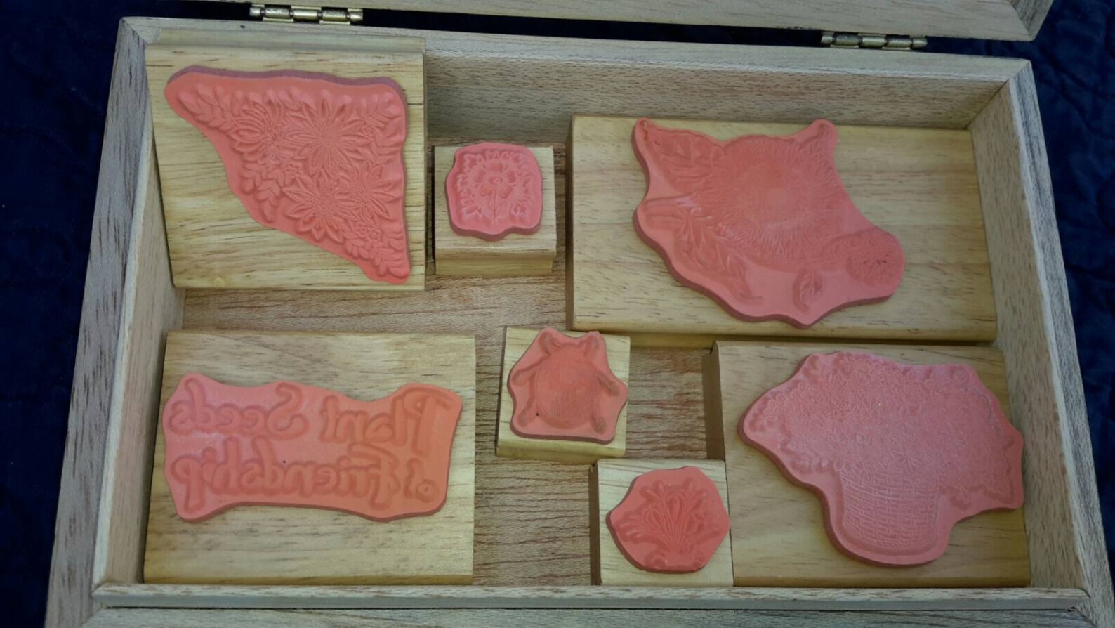 Stamp Block Set in Wooden Chest Friendship Sunflowers Seven Etsy