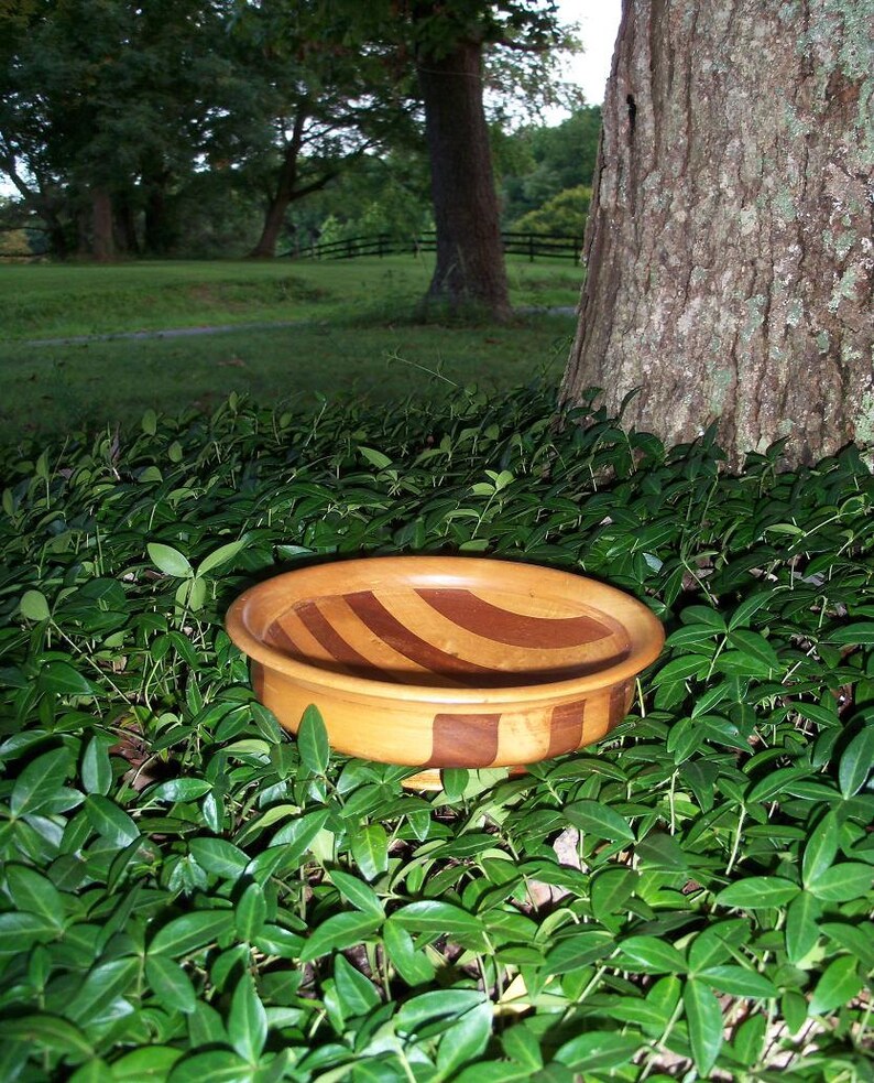 Wood Compote Striped Wooden Art Treen Artifact by AntiquesandVaria NEW Free Shipping