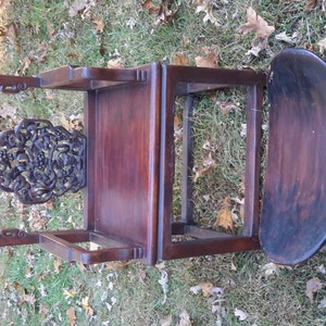 Wooden Throne Chair Carved Tuscany Grape Leaves Amazing Asian Artifact by AntiquesandVaria