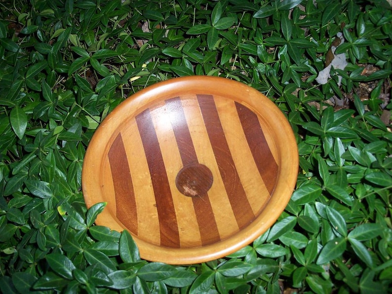 Wood Compote Striped Wooden Art Treen Artifact by AntiquesandVaria NEW Free Shipping