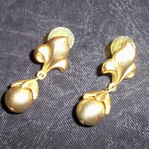 Fleur de Leis Golden Earrings Studs w/Drop Stun at Holiday Gatherings by AntiquesandVaria NEW Free Shipping