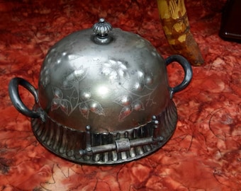 Silver Round Butter Dish Reed & Barton Numbered 1649 Knife Slot Heavy Plated Antique Serving Find by AntiquesandVaria