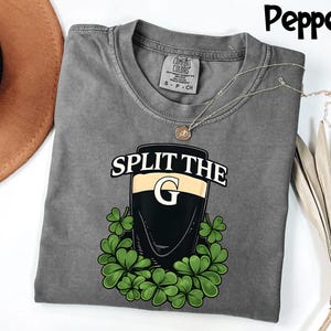 Comfort Colors® Split The G Shirt, St Patricks Day Tee, Funny Drinking Challenge T-Shirt, Beer Lover Gift, Irish Pub Crawl Apparel image 3