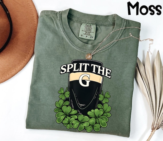Comfort Colors® Split The G Shirt, St Patricks Day Tee, Funny Drinking Challenge T-Shirt, Beer Lover Gift, Irish Pub Crawl Apparel