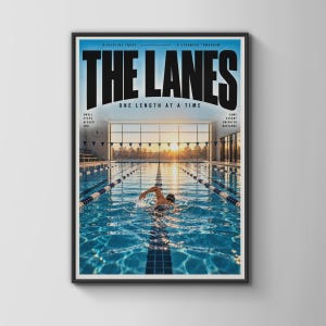 Swimming Motivational Poster, The Lanes Sports Wall Art, Swimmer Pool Print, Discipline Quote