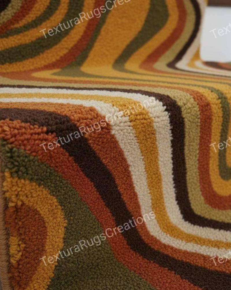 Hand Tufted Retro Swirl Runner Rug | Earthy Groovy Wavy Hallway Carpet ...