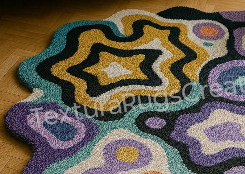 Luxury Hand Tufted Abstract Irregular Shape Rug – Colorful Modern Art ...