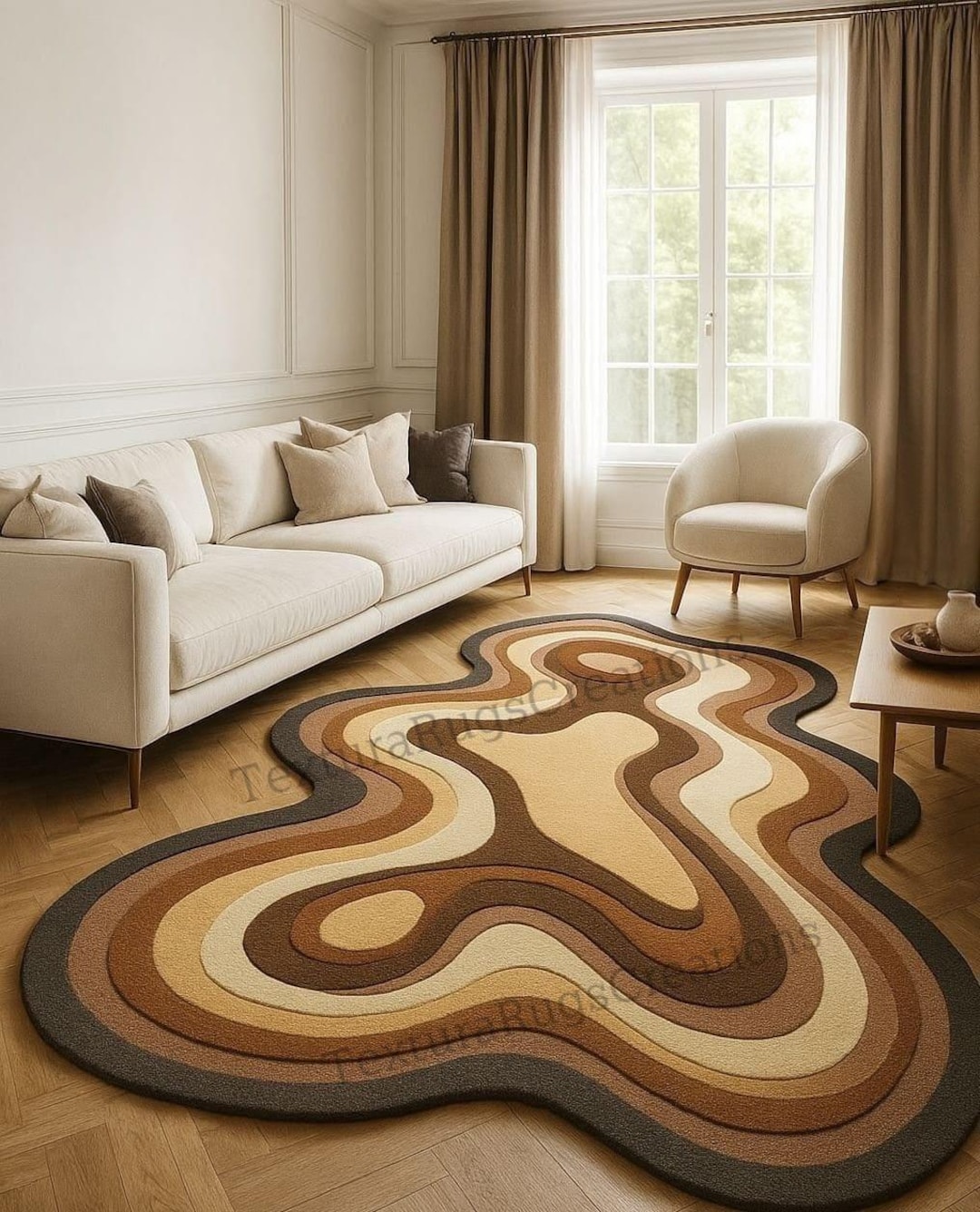 Dripping Rug Groovy Organic Shape Tufted Rug | Modern Irregular Wavy Abstract Area ...