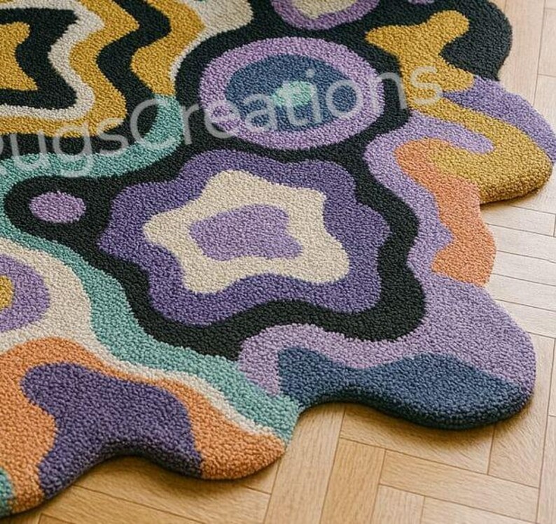Luxury Hand Tufted Abstract Irregular Shape Rug – Colorful Modern Art ...