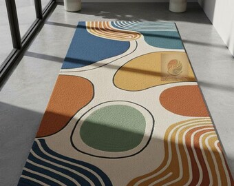 Hand Tufted Modern Abstract Color Block Rug| Multicolor Geometric Carpet| Contemporary Minimalist Wool Rug for Living Room, Hallway & Studio