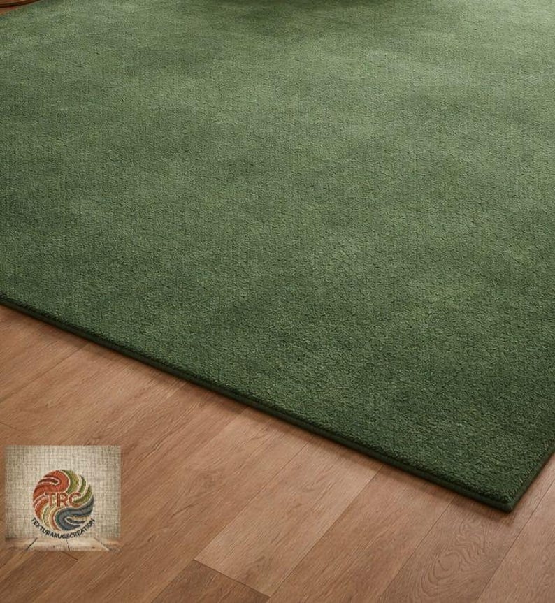 Solid Green Rug Luxury Solid Green Hand-tufted Wool Area Rug for Modern Living Room ...