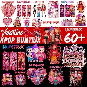 60+ Valentinstag K-Pop Huntrix PNG | Love Saja Boys Digitales Design | K-Pop Dämonenjäger PNG | K-Pop Huntrix Valentinstag PNG | Süßer,