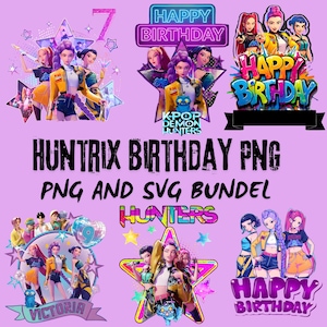 Huntrix Anniversaire Png et Svg, Fille d’anniversaire Png Svg, Kpop Chasseurs de Démons Png, Huntrix Fille Png, Groupe d’idoles Kpop Png,