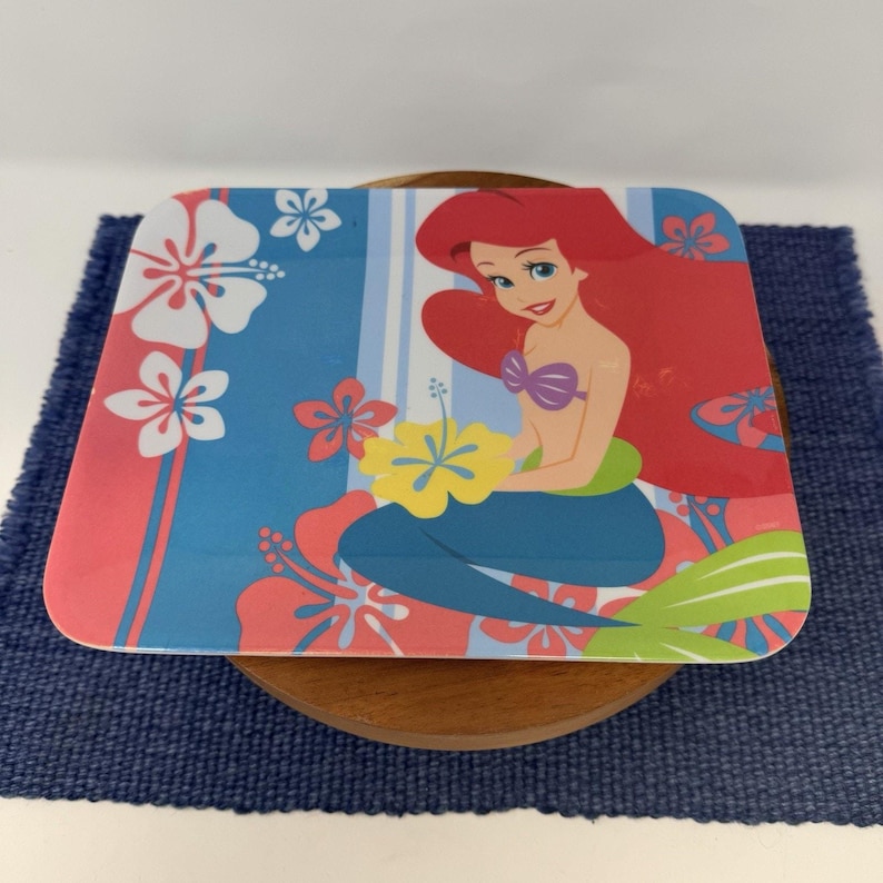 Disney Store Little Mermaid Rectangle Plate Melamine 9 Inch Hawaiian Floral image 1