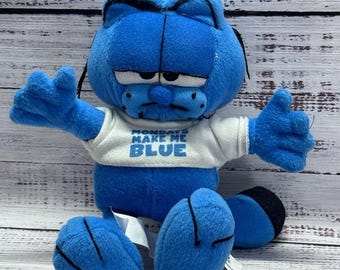 Vintage Plush Garfield MONDAYS MAKE me blue Comic Strip Cat 1990s 8”