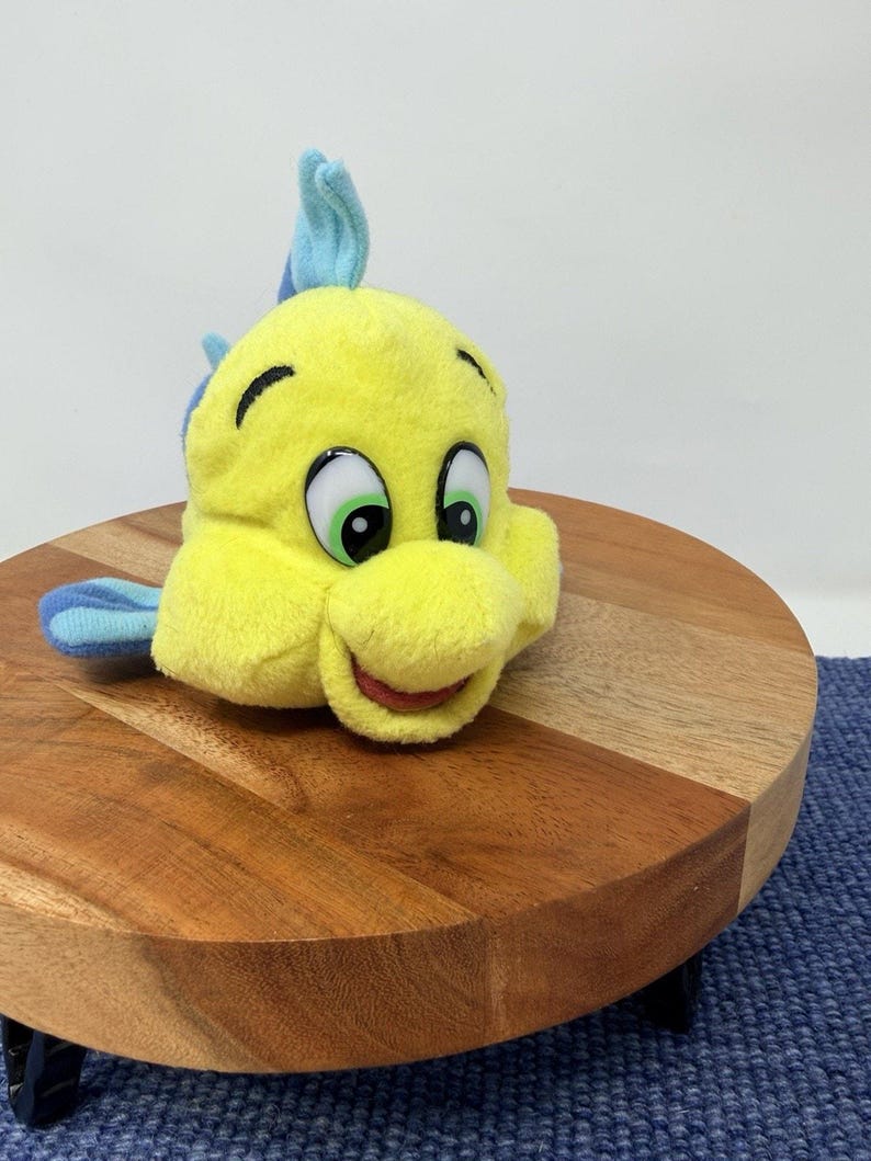 Disney Little Mermaid Flounder Mini Bean Bag Plush 7" image 1