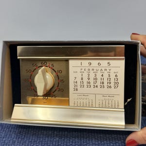 Vintage Vernco Vernadium MCM 1965-67 skrivbordskalender med timer NOS