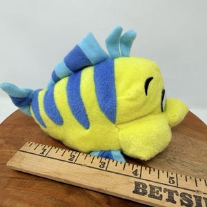 Disney Little Mermaid Flounder Mini Bean Bag Plush 7" image 3
