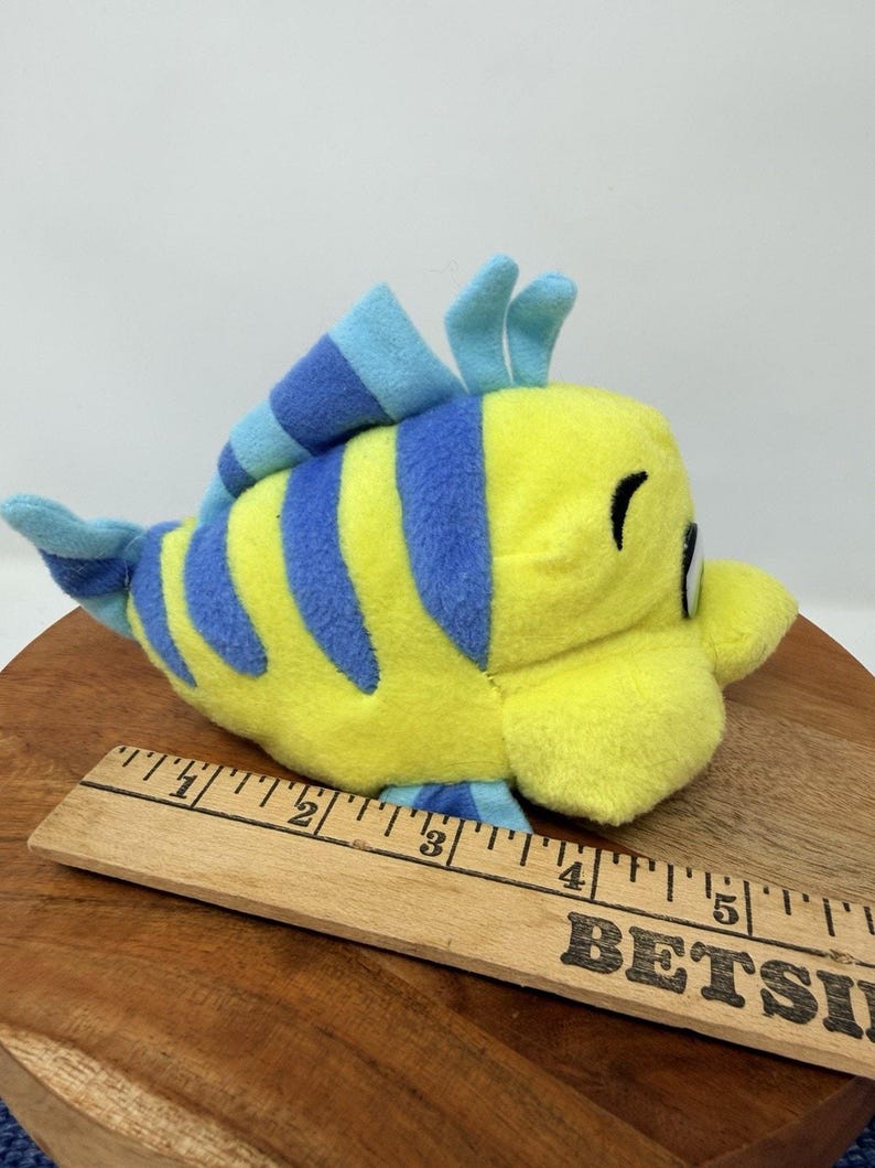 Disney Little Mermaid Flounder Mini Bean Bag Plush 7" image 3
