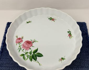 Christineholm Oneida Rose Fluted Pie Quiche Tart 9.5" Porcelain Baking Dish
