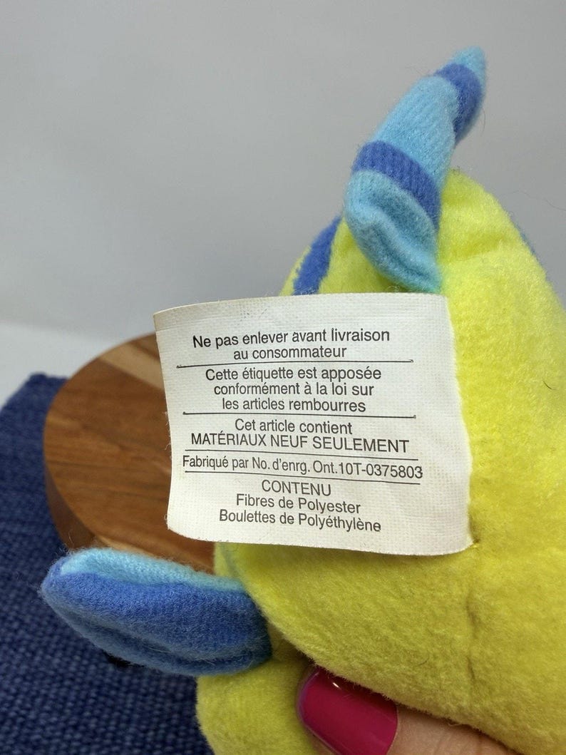 Disney Little Mermaid Flounder Mini Bean Bag Plush 7" image 5