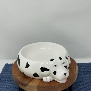 Ceramic Pottery Dalmatian Dog water bowl feeding food dish WCL Vintage