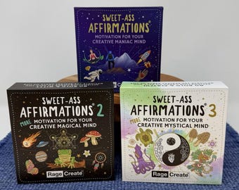 Sweet Ass Affirmations Kartenspiel 3er SET. Neue/offene Box 1,2,3
