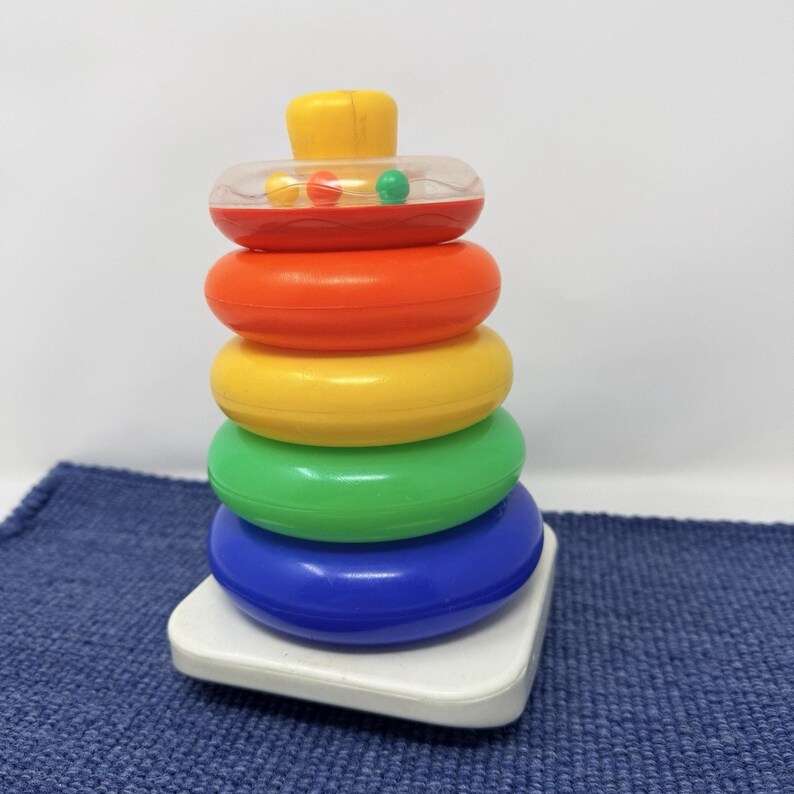 Fisher Price Rock-a-stack Complete Plastic Stacking Rings Toy Vintage ...