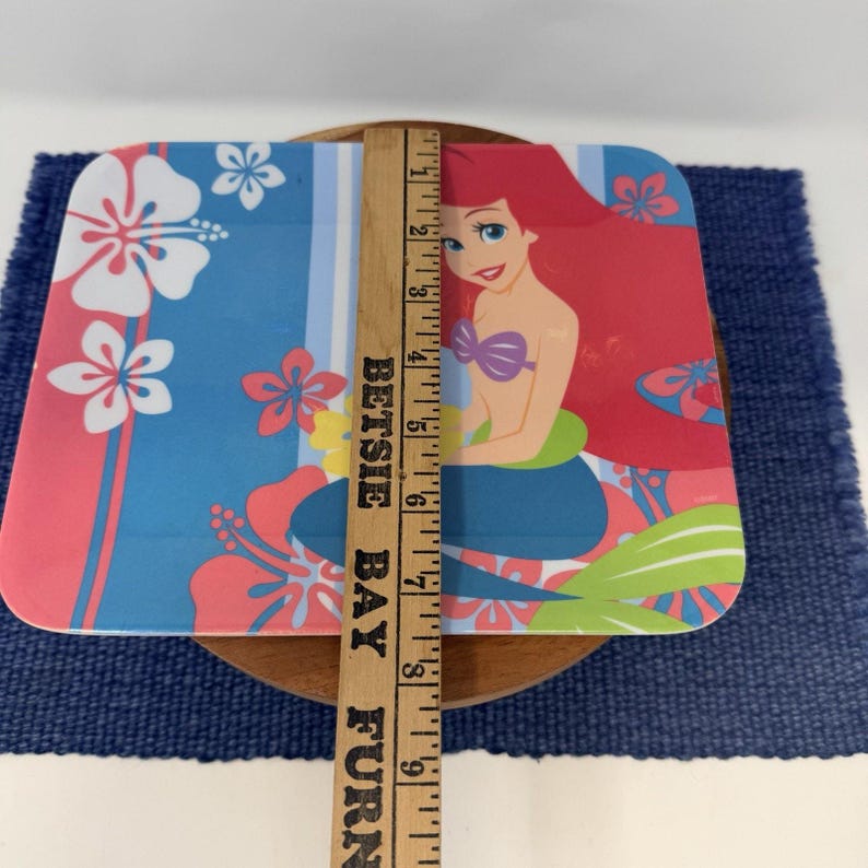 Disney Store Little Mermaid Rectangle Plate Melamine 9 Inch Hawaiian Floral image 2