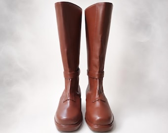 Jedi Inspired Cosplay Boots Custom Made Brown Leather Costume Shoes