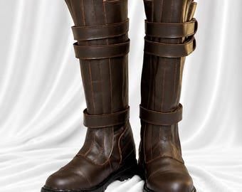Handgjorda bruna läder Jedi Knight Cosplay stövlar Star Wars kostymskor specialtillverkade män kvinnor anpassningsbara storlekar cosplay skor