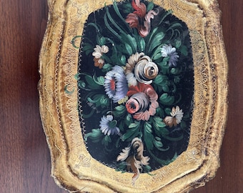 Vintage Italian Florentine Tole Tray Gold & Green | Lastrucci Firenze ...