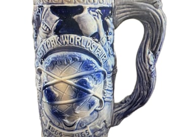 Jarra de cerveza vintage de la Feria Mundial de Nueva York de 1964-1965 / Jarra de cerveza de recuerdo de la Feria Mundial de Nueva York, coleccionable de mediados de siglo