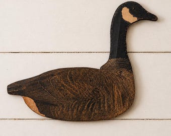 Vintage Johnson's Folding Goose Gewachster Karton Decoy | Frühe Volkskunst | Rustikales Cottage Cabin Decor