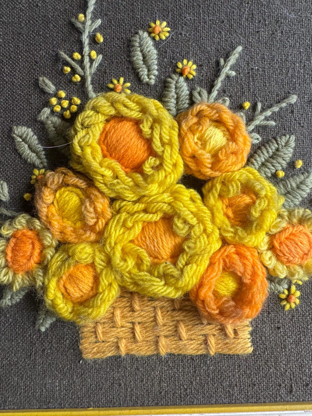 Vintage MCM Decor Crewel Embroidery Flowers Framed Wall Art 1960s - Etsy