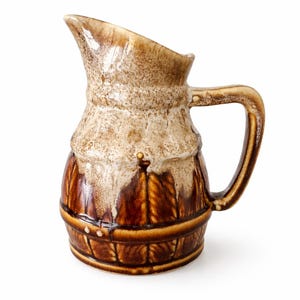 Vintage Franse Revol Pichet-kan uit het midden van de eeuw | Wit aardewerk met druppelglazuur | Franse landelijke vaas