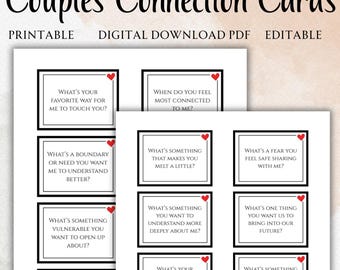 Cartões de Conexão para Casais em PDF para Imprimir | Início de Conversas Românticas, Profundas e Apimentadas | Perguntas Editáveis para Encontros Românticos