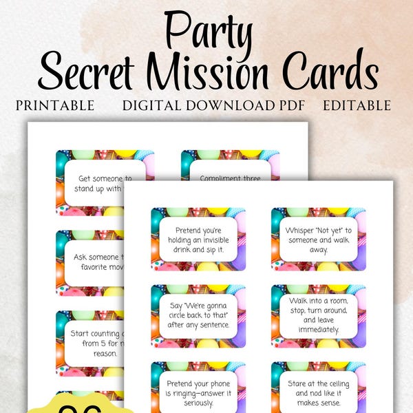 Secret Mission Cards - Etsy