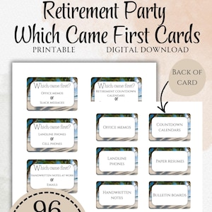 Retirement Party Game Which Came First | Printable Retirement Trivia Cards | Funny Nostalgic Office Party Game | Instant Digital Download