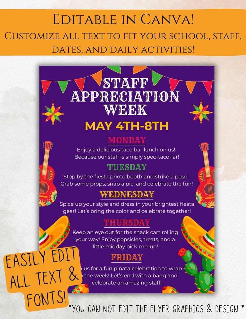 Fiesta Staff Appreciation Week Flyer | Editable Template | Digital ...