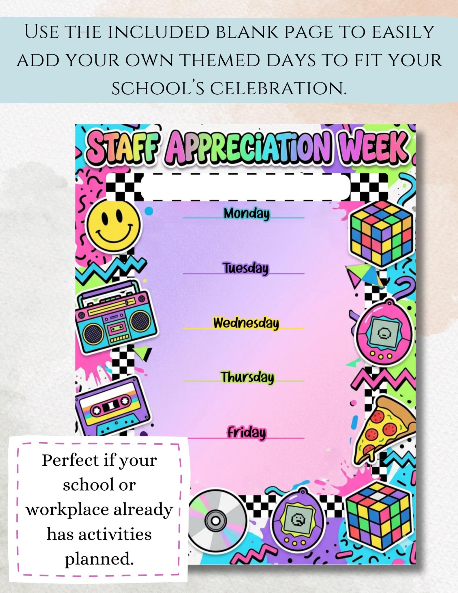 90's Staff Appreciation Week Flyer | Editable Canva Template | Digital ...