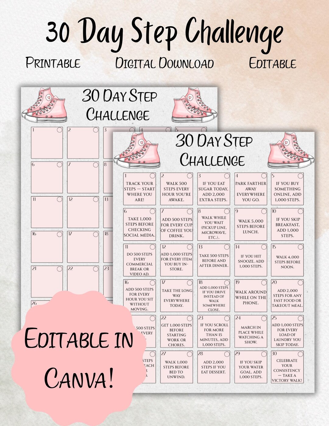February Step Challenge Worksheet.pdf 30 Day Step Challenge | Fun Lifestyle Walking Challenge | Printable ...