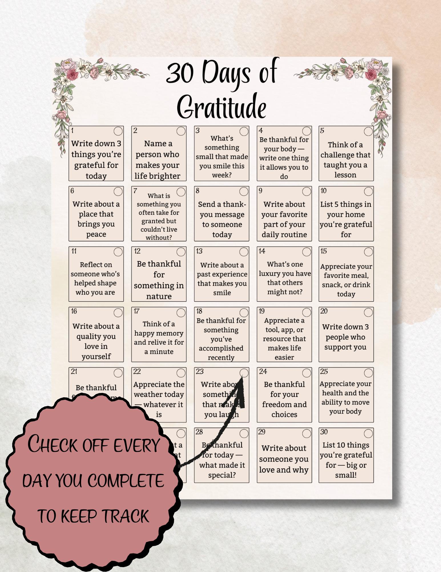30 Days of Gratitude Challenge | Printable Gratitude Journal PDF ...