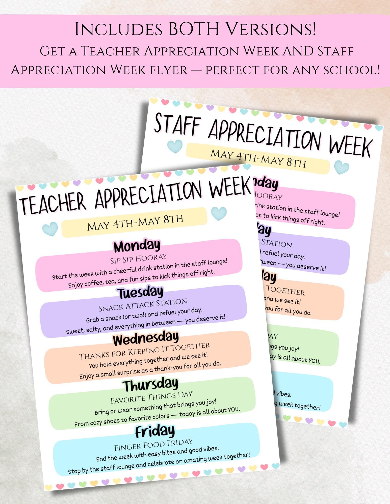 Staff Appreciation Week Flyer | Editable Canva Template | Teacher ...