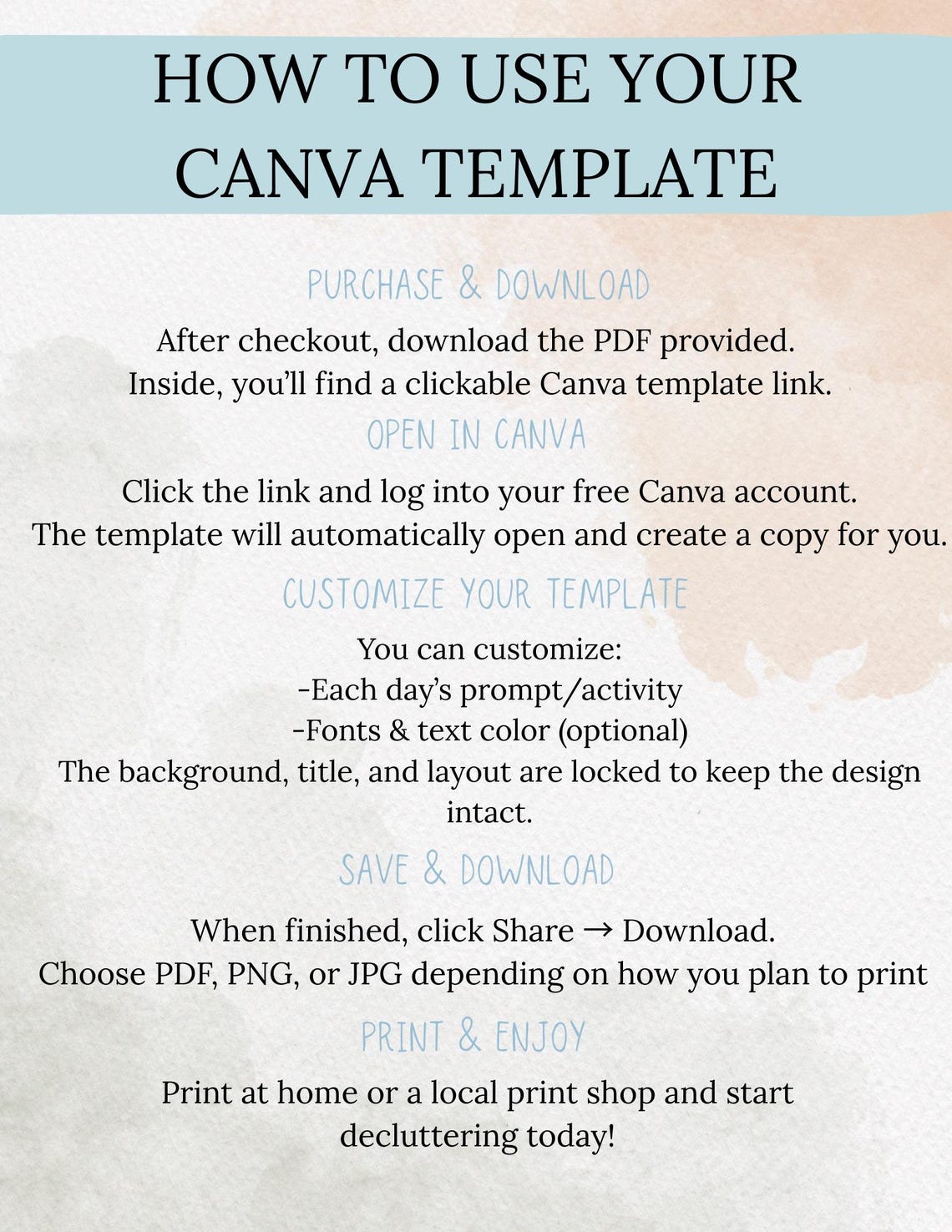 30 Day Declutter Challenge Canva Template | Editable Declutter ...