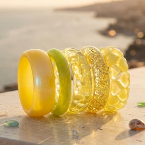 Jelly Bangles Yellow Resin Bangle Set for Summer Statement Jewelry