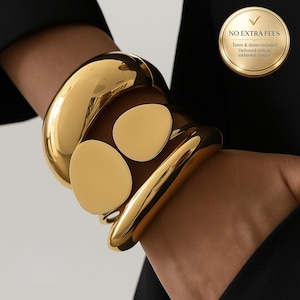 Pulseira dourada robusta e marcante, bracelete moderno e ousado para mulheres, joia de luxo oversized, acessório de moda elegante no estilo Hip Hop.