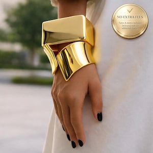Pulseras gruesas de oro para mujer, conjunto de joyas extragrandes, brazalete ancho de oro, brazaletes gruesos llamativos, brazalete para el brazo